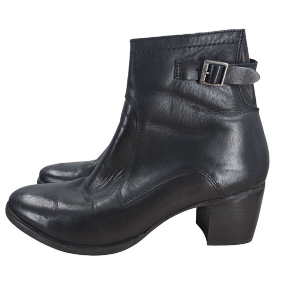 Aetrex Rubi Black Leather Comfort Ankle Boots Size 40 US 9-9.5 Classic Heel - Picture 4 of 13